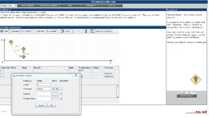Figure 7: A screenshot from Thermo-Tutor showing the applet 