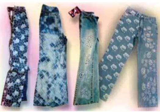 FIGURE 1. Laser engraving can be used to  create a wide range of patterns in raw denim  or finished jeans