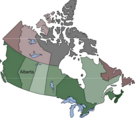 Figure 2. Location of communities where measurements of indoor VOC levels have been taken in Alberta, Canada
