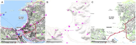 Fig. 2.  Difference of content quantity between maps from IGN-France (A) and Google Maps (B) – (Dumont et al., 2015)