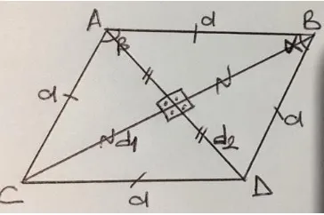 Figure 4. Rhombi’s diagonals bisect each other perpendicularly 