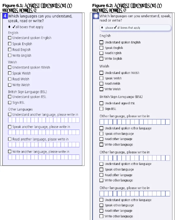 Figure 6.1: Sectional layout language  question version 1 
