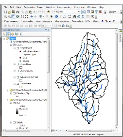 Figure 4. Output map of the GeoHMS preprocessing in ArcGIS  