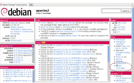 Fig. 2. Apache 2 source package status in the Debian PTS