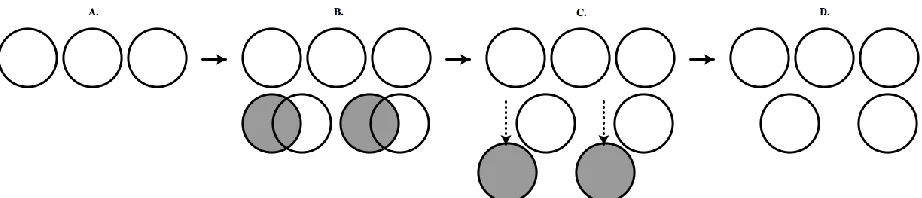 Figure 3.  Model of 3 – (-2) with two-colored counters.  