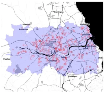 Figure 1: Plot of cases of primary biliary cirrhosis in Newcastle-Upon-Tyne.