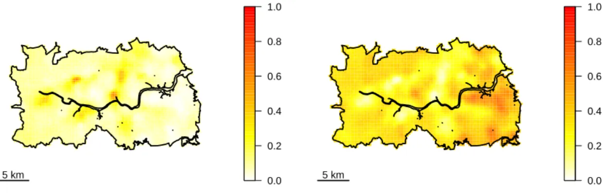 Figure 13: Exceedance probabilities from the aggregated count model for the liver data