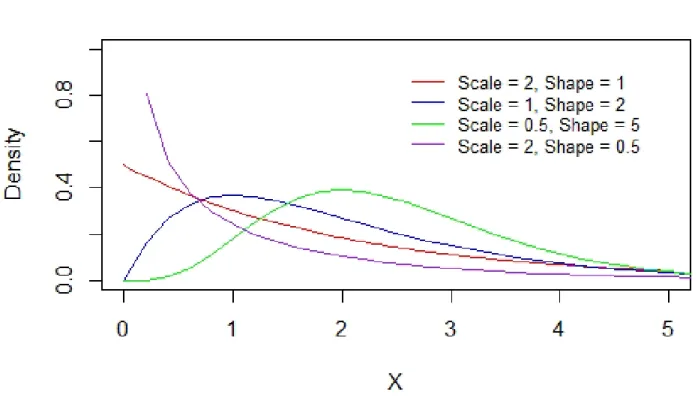 Figure 2.3: Density function for Gamma Distributions