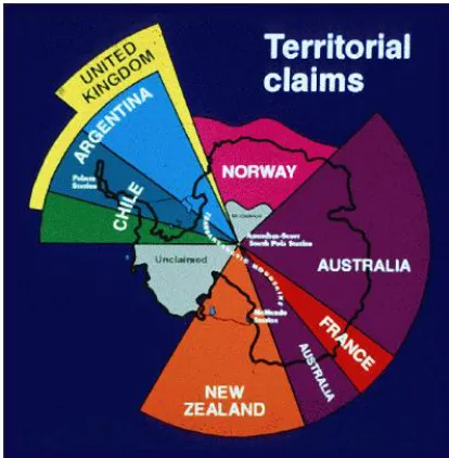 Figure 1: Antarctic Territorial Claims  (source: National Science Foundation, 1996). 