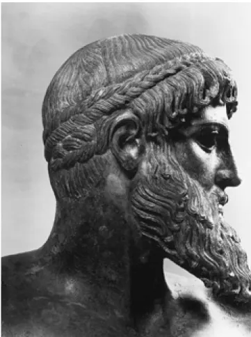 Figure I.1 Head of a bronze statue of a god, usually identified as Poseidon  or Zeus and dated to about 460  ..