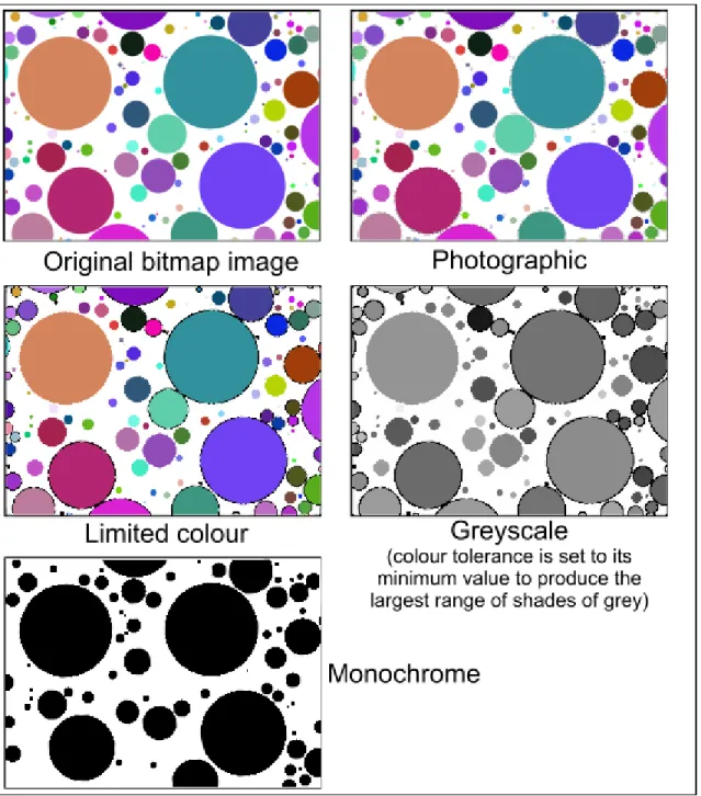 Figure 2.2. Selecting the different image type outputs produces the results shown here