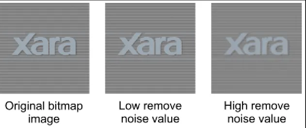 Figure  2.4.  The  Remove  noise  setting  helps  remove  small  noise  artefacts  from  bitmaps  that  are  not  desired  to  be  traced
