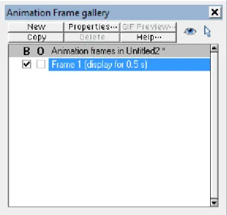 Figure 2.15.  Selecting “B” in the Frame gallery sets the contents of that frame to be background objects which appear  on all subsequent frames