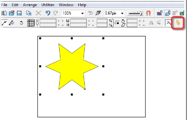 Figure 2.3.  Select the yellow star object and press the Create new names button on the Selector tool infobar