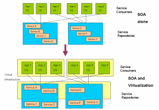 Figure 4: Moving to a Virtualized SOA environment at the application level 