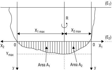 Figure 3. Magnification (5corresponds to the maximal depth (Ysenting the change in depth (Y) of the fossa as a function of thedistance from its right (Xtained