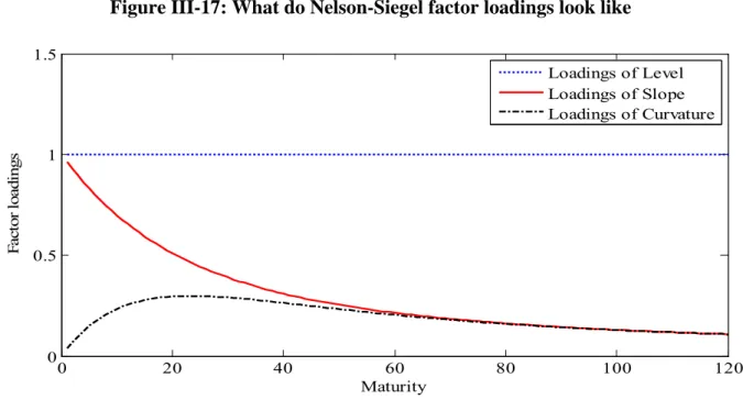 Figure III-17: What do Nelson-Siegel factor loadings look like 