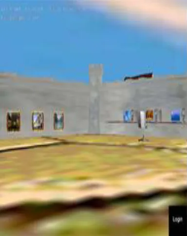 FIG. 1. SNAPSHOT OF A PROOF-OF-CONCEPT 3-D VIRTUAL ENVIRONMENT, WHERE THEUSER IS TYPING A TEXTUAL PASSWORD ON A VIRTUAL COMPUTER AS A PART OF THE USER’S3-D PASSWORD 