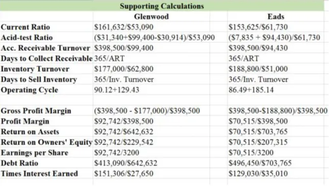 Figure 1-2 Financial Ratio Supporting Calculations 