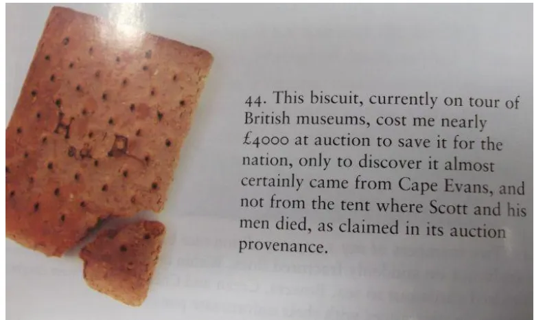 Figure 6: Biscuit purchased by Sir Ranulph Fiennes at auction. Image source: Fiennes, 2003