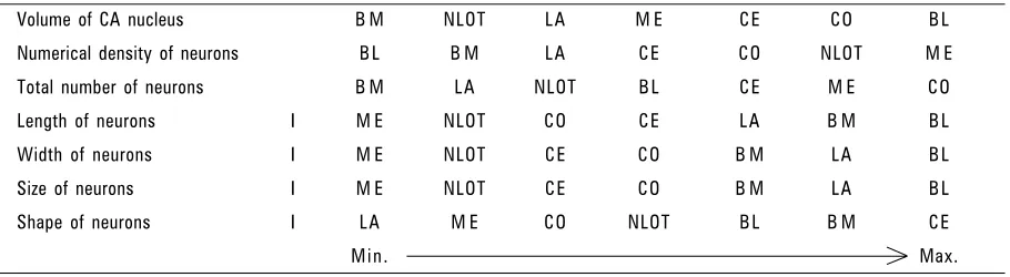 Table 2.The morphometric parameters of the neurons in the individual amygdaloid nuclei of the common shrew CA