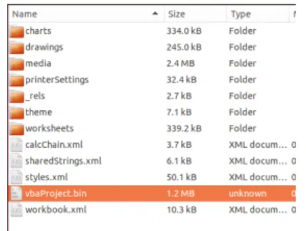 Fig. 6. xl directory containing VBA project