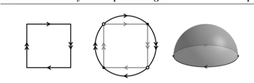 Figure 1.9. Various models for the real projective plane.
