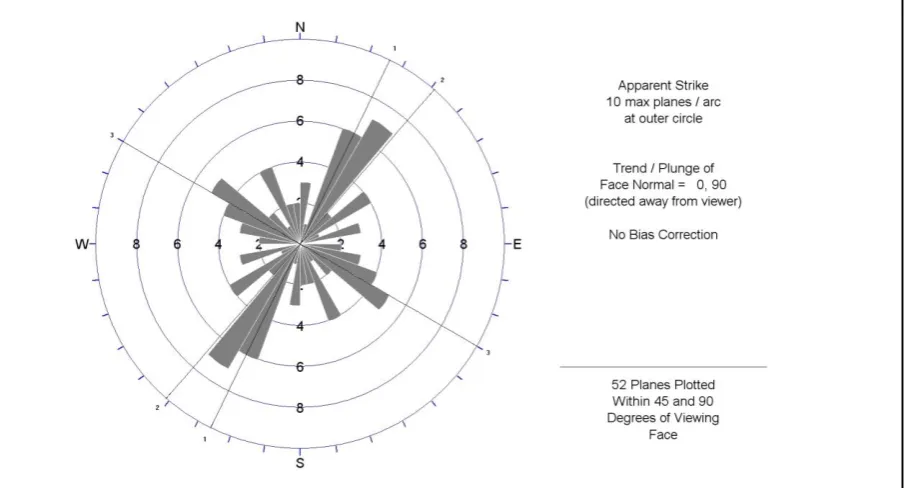 Figure 4.7: Initial pass of the Kelly Range discontinuity data presented as a stereonet contour 