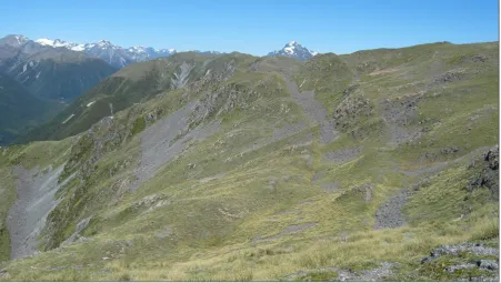 Figure 4.17: View south along structure Set 2 antiscarps on the slope to the east of Kelly Hill