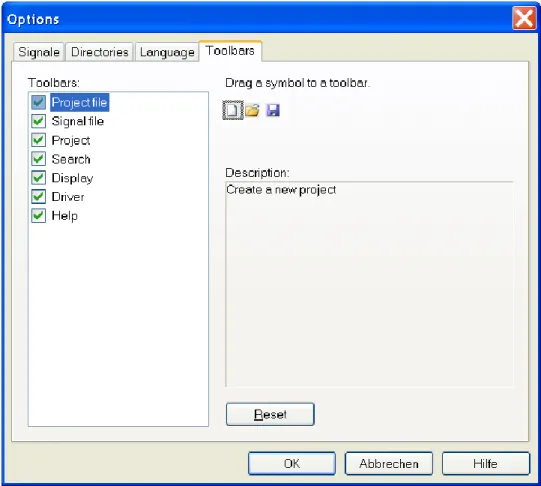 Fig. 3-7  Configuring toolbars 