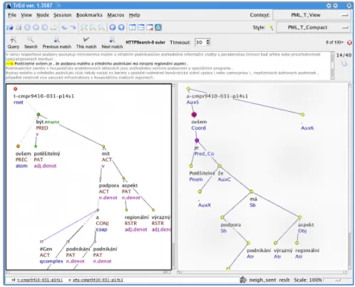 Figure 3: Sample sentence in the TrEd tree annotation tool