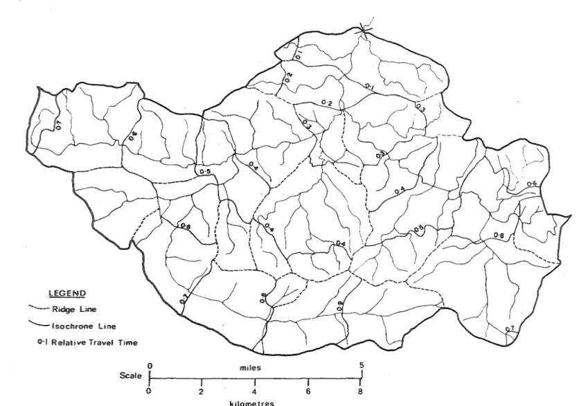 FIG.  4.19:  UPPER  MOTUEKA CATCHMENT- Drainage  Pattern  and  Modified  Isochronal  Sub-Areas 
