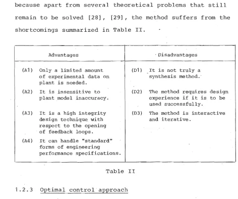 Table II 1.2.3 Optimal control approach 