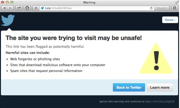 Fig. 1.: Twitter Warning Web page