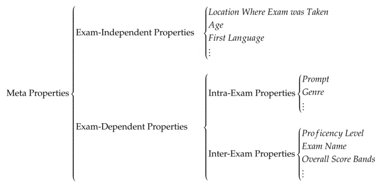 Figure 1.1: Meta properties of a learner’s text