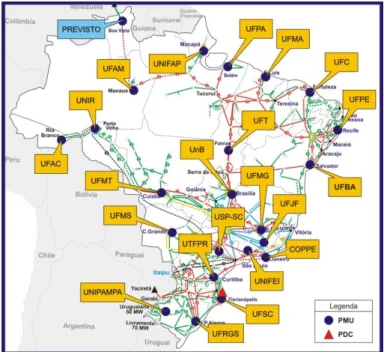 Figure 4.1: Geographical disposal of PMUs implemented in Medfasee Project [6] - details in Appendix D