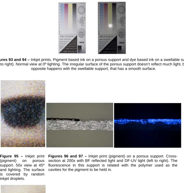Figure  98  –  Inkjet  print  (dye)  on  swellable  support.  50x  view  at  45º  and  lighting