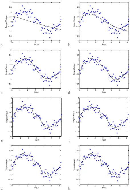Fig. 3. Regression lines of the estimated Pareto optimal NNs on the training data.