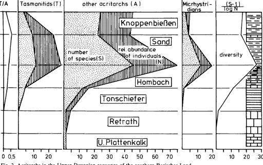 Fig. 2. Acritarchs in the Upper Devonian sequence C L - ,  of the southern Berisches 1 nd