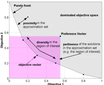 Fig. 1: Characterising the approximation set for a bi- bi-objective problem