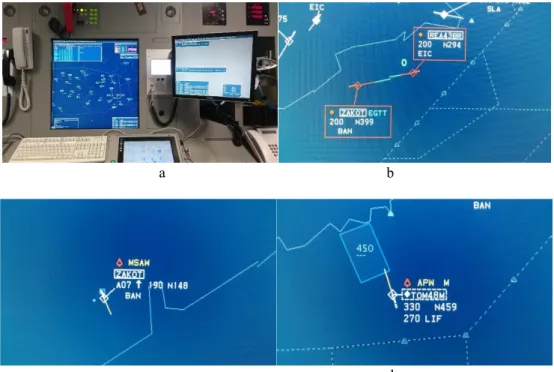 Figure 1 Examples of the critical events displayed on COOPANS Eurocat Air Traffic Management system (a-d).