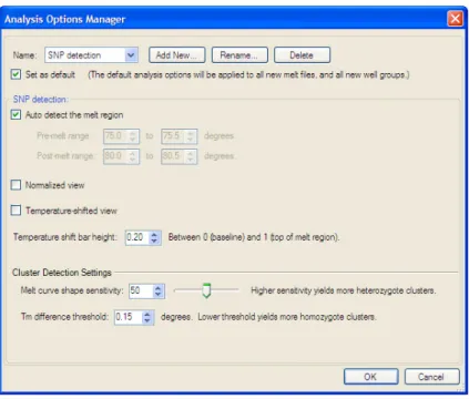 Figure 11. Analysis Options Manager Window.