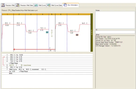 Figure 14. Layout of the Run Information tab in the Data Analysis window.