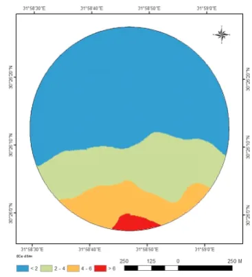 Fig. 3. Soil salinity maps at sampled depths