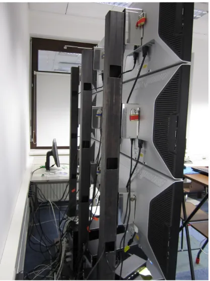 Figure 2.5: Mounting rack of a LCD tiled display wall, University of Kaiserslautern, Computer Graphics and HCI Group, Germany.