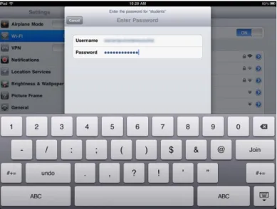 Figure 3-1: iPad UI showing virtual keyboard for text input 