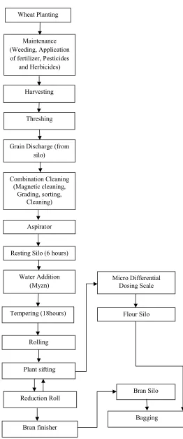 Figure 1: Flow chart of wheat flour production and processing systems.