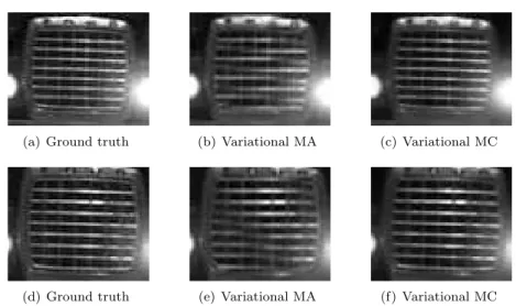 Figure 3.9: Deinterlacing of Truck shown in Figure 3.2. (a)-(c) frame 5, (d)-(f) frame 17