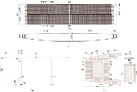 Figure 1. Rendering of SuperBridge800. (a) Schematic draw- ing; (b) Precast segments.  