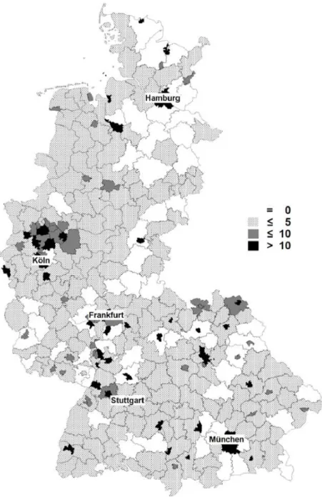 Figure A.1: Number of Industrial Agglomerations per Region in 2006